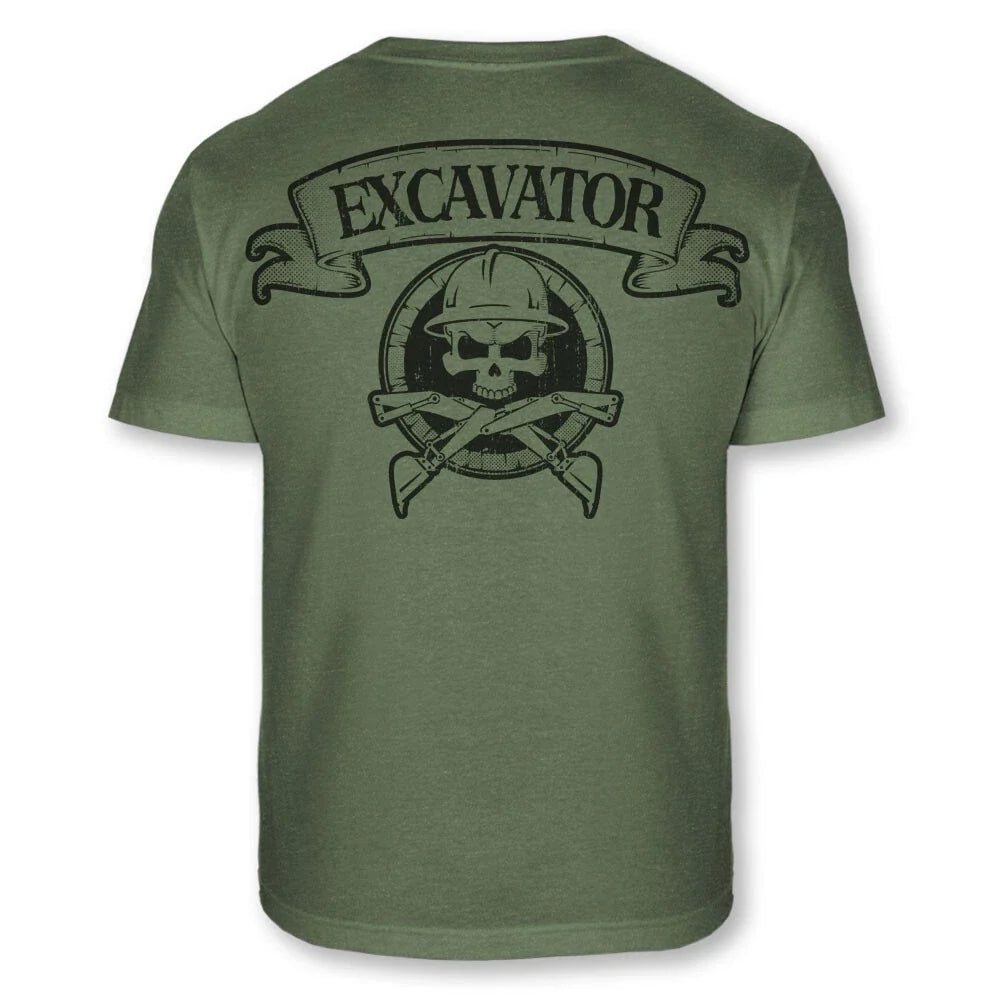 Excavator Skull Crossbones Digger Backhoe Excavate - Adult & Kids T-Shirts, Sweatshirts & Hoodies apparel design preview 1