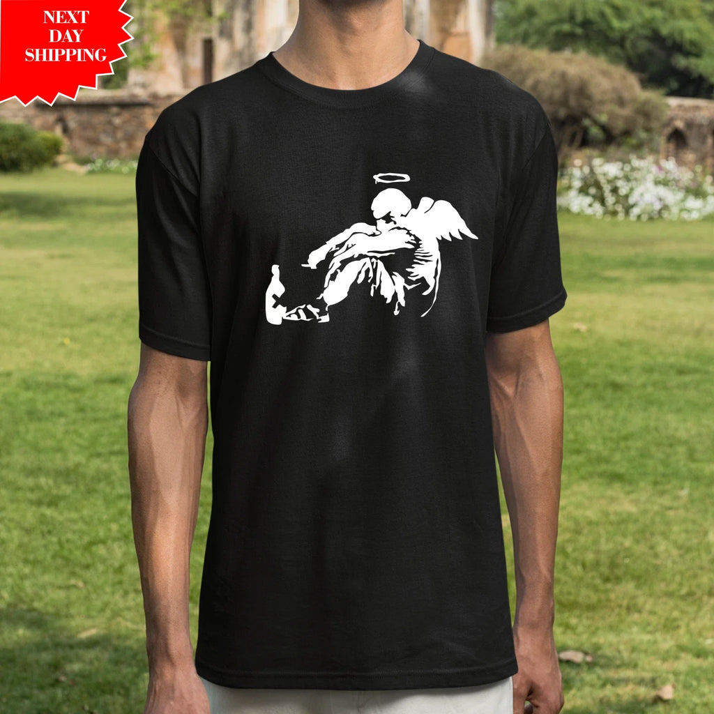 Banksy Drunken Angel Urban Graffiti Street Art - Adult & Kids T-Shirts, Sweatshirts & Hoodies apparel design preview 1
