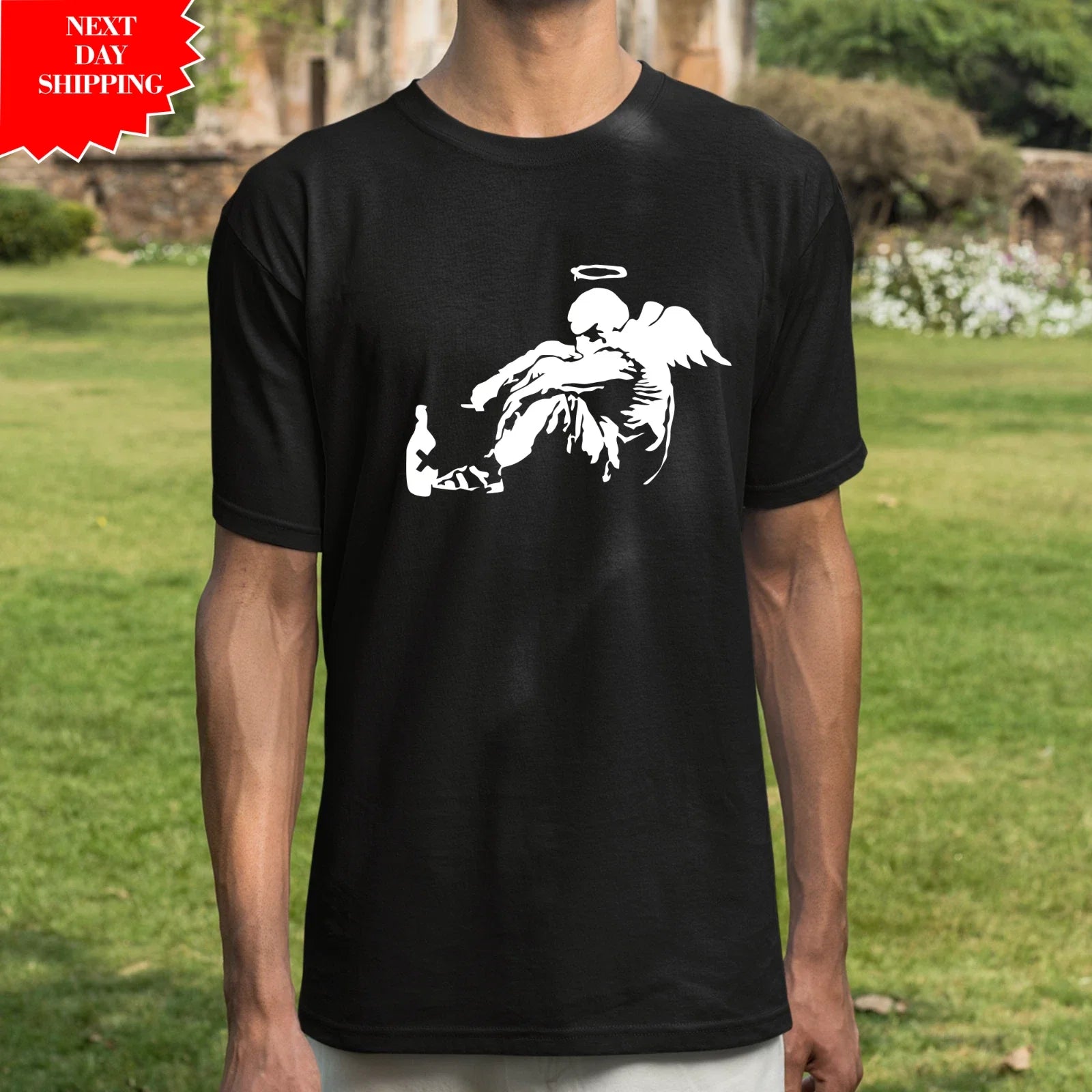Banksy Drunken Angel Urban Graffiti Street Art - Adult & Kids T-Shirts, Sweatshirts & Hoodies apparel design preview 1