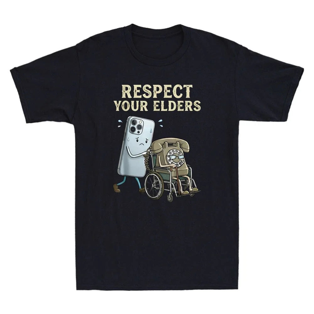 Respect Your Elders Retro Smartphone Technology Funny - Adult & Kids T-Shirts, Sweatshirts & Hoodies apparel design preview 1