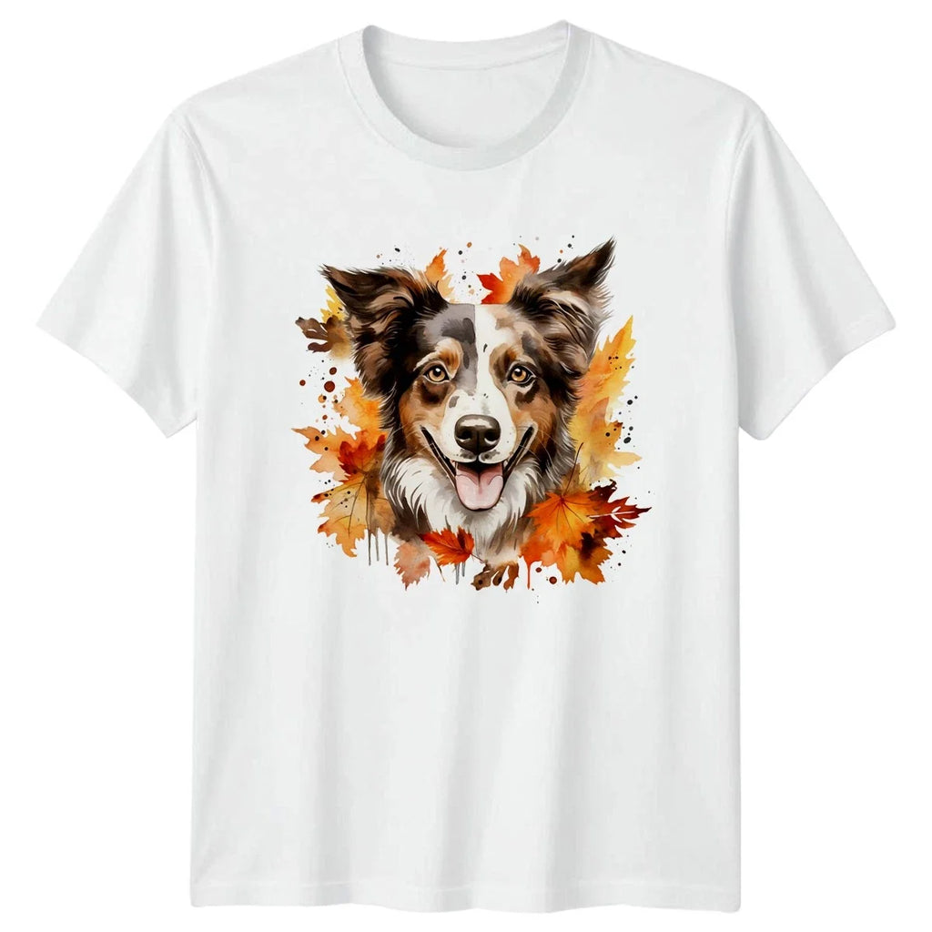 Cute Fall Dog Watercolor Clipart Aussie Gift For Him - Adult & Kids T-Shirts, Sweatshirts & Hoodies apparel design preview 1