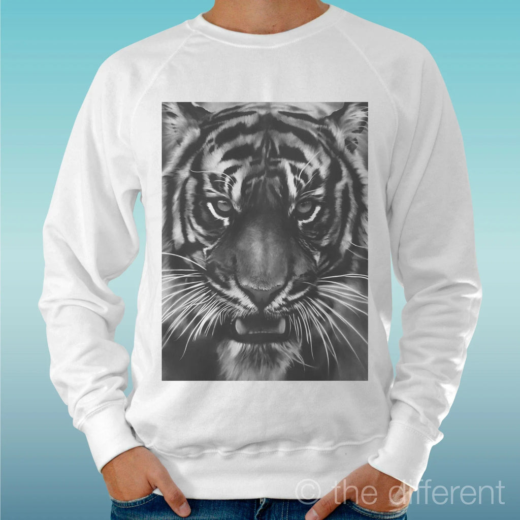 Felpa Man Light Sweater White Tiger Draw Road To - Adult & Kids T-Shirts, Sweatshirts & Hoodies apparel design preview 1