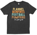 Flannel Bonfires Football Pumpkins Its Fall Y'all - Adult & Kids T-Shirts, Sweatshirts & Hoodies apparel design preview 1