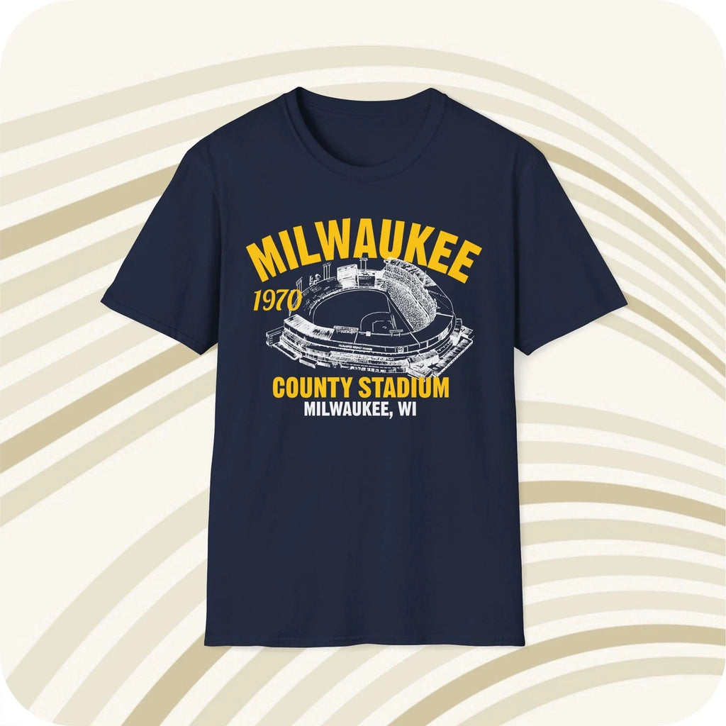 Milwaukee County Stadium 1970 Classic Cut Baseball - Adult & Kids T-Shirts, Sweatshirts & Hoodies apparel design preview 1