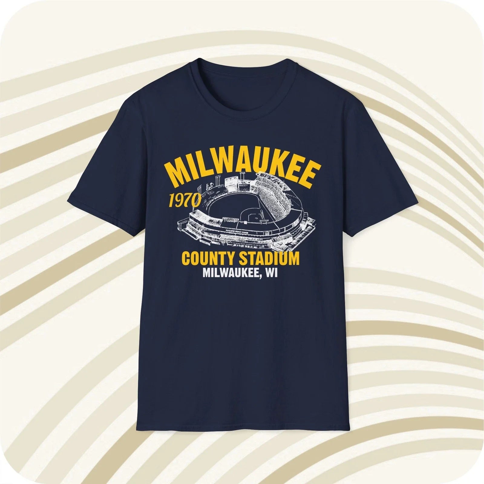 Milwaukee County Stadium 1970 Classic Cut Baseball - Adult & Kids T-Shirts, Sweatshirts & Hoodies apparel design preview 1