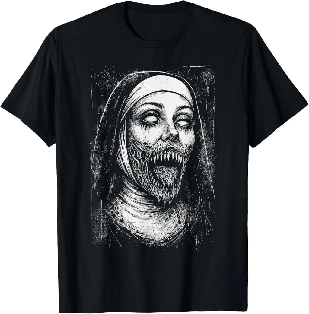 Horror Creepy Nun Demon Unholy Evil Occult Alt Scary - Adult & Kids T-Shirts, Sweatshirts & Hoodies apparel design preview 1