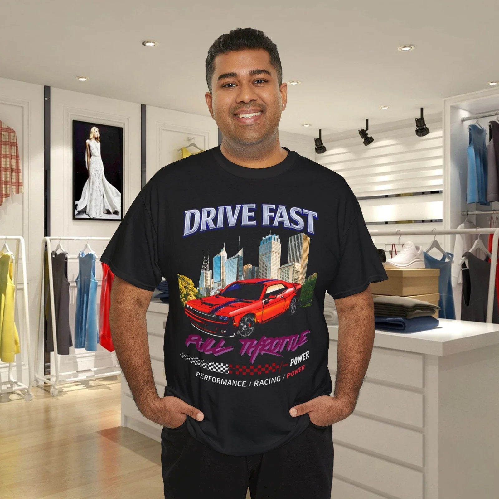 Sunset City Muscle Car Racing Graphic Retro Street - Adult & Kids T-Shirts, Sweatshirts & Hoodies apparel design preview 1