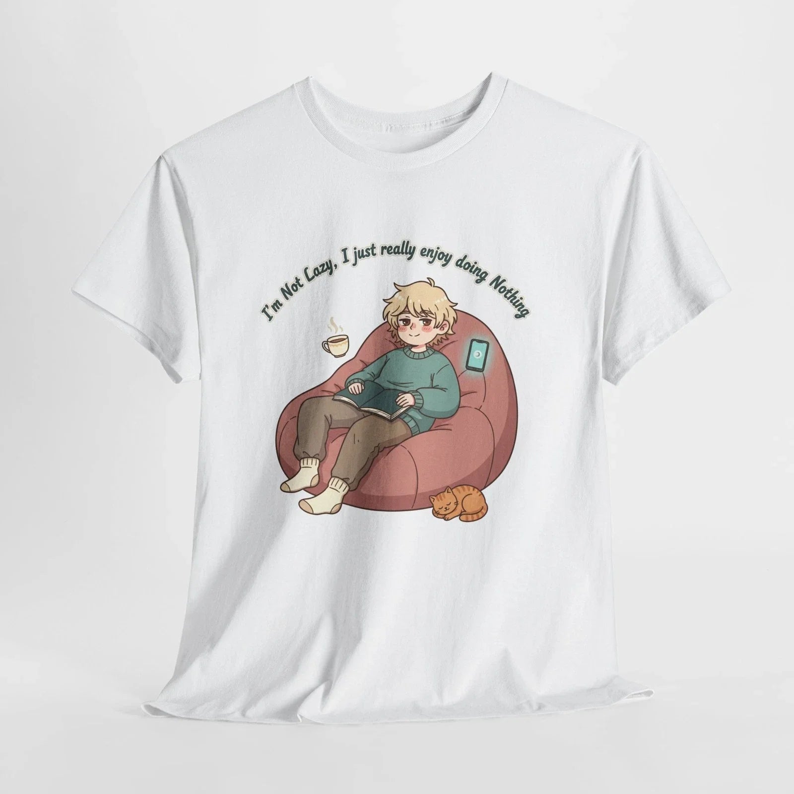 Funny Anime Boy "I'm Not Lazy I Just Really Enjoy - Adult & Kids T-Shirts, Sweatshirts & Hoodies apparel design preview 1