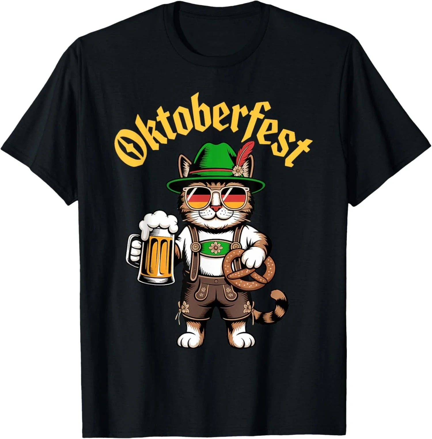Funny Oktoberfest Cute Cat Pretzel Beer Party - Adult & Kids T-Shirts, Sweatshirts & Hoodies apparel design preview 1