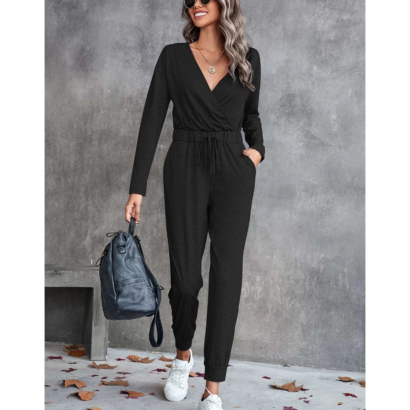 Jumpsuit Stylish Deep V Neck For Parties Women Pure - Adult & Kids T-Shirts, Sweatshirts & Hoodies apparel design preview 1