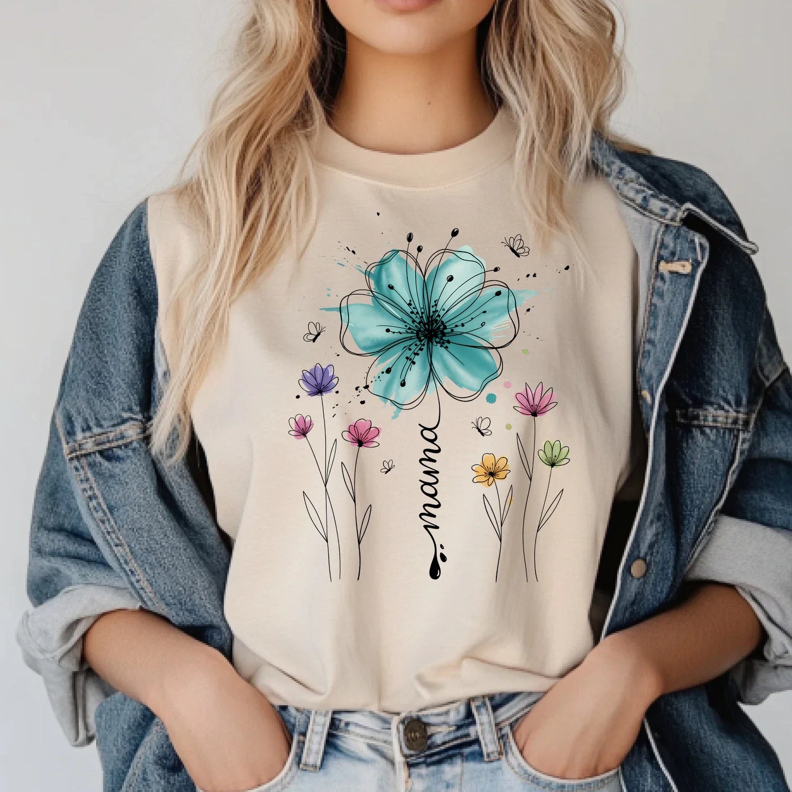 Boho Floral Mama Mom Birthday Gift For Her - Adult & Kids T-Shirts, Sweatshirts & Hoodies apparel design preview 1