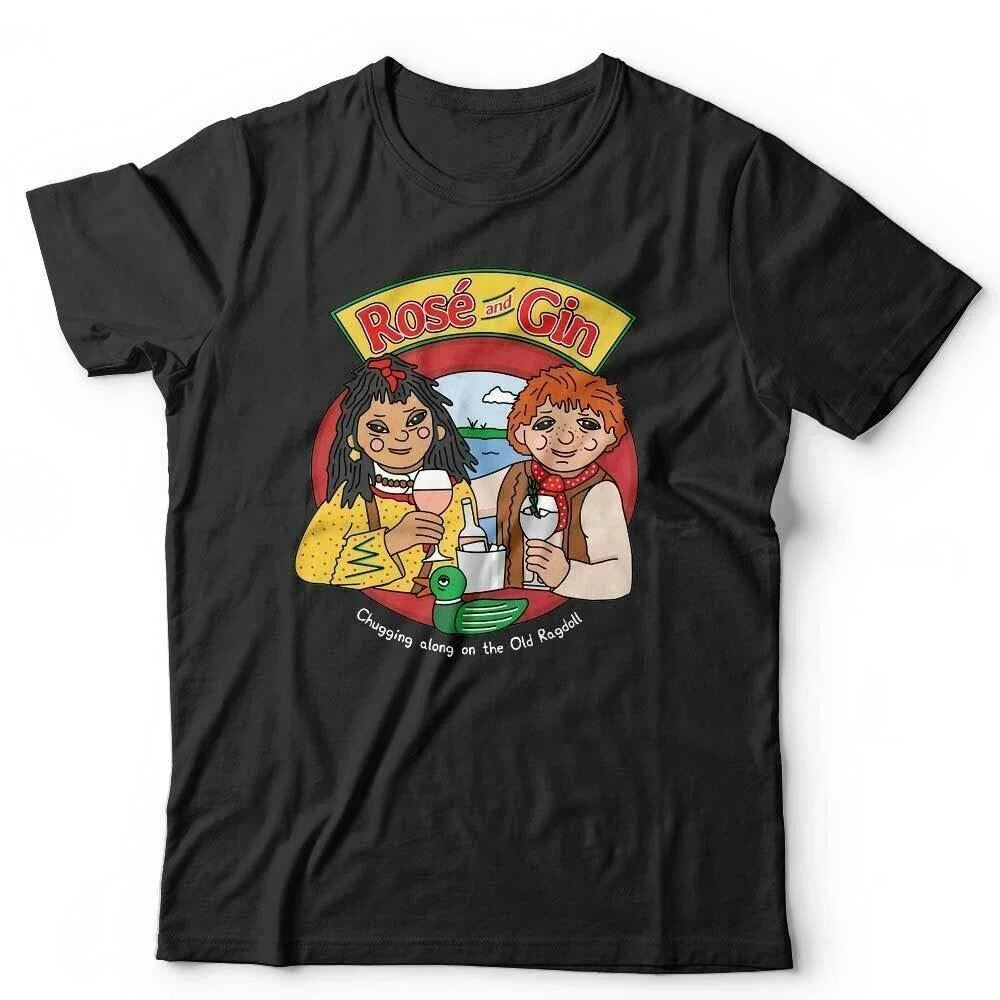 Rose And Gin Unisex Funny 90's Cartoon Drinking Wine - Adult & Kids T-Shirts, Sweatshirts & Hoodies apparel design preview 1