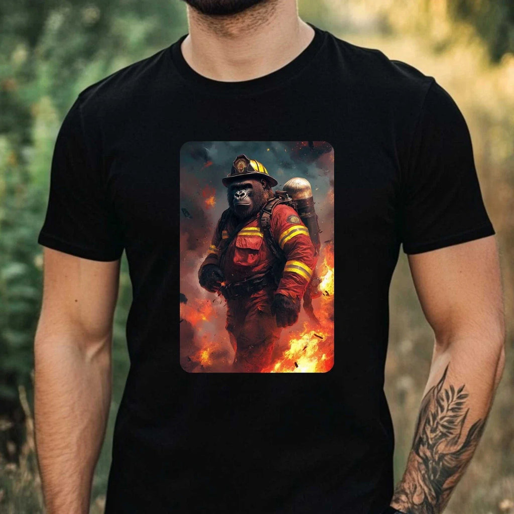 Mens Gorilla as Firefighter Motif Cotton Size XS to - Adult & Kids T-Shirts, Sweatshirts & Hoodies apparel design preview 1