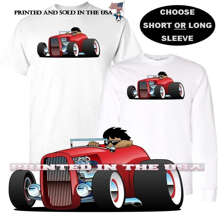 Cool Dude Highboy Convertible Red Hot Rod Model - Adult & Kids T-Shirts, Sweatshirts & Hoodies apparel design preview 1