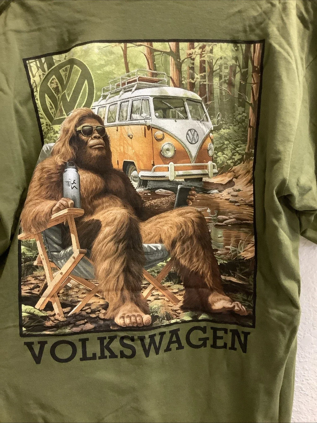 New Volkswagen VW Bus Van Bigfoot Sasquatch Moss - Adult & Kids T-Shirts, Sweatshirts & Hoodies apparel design preview 1