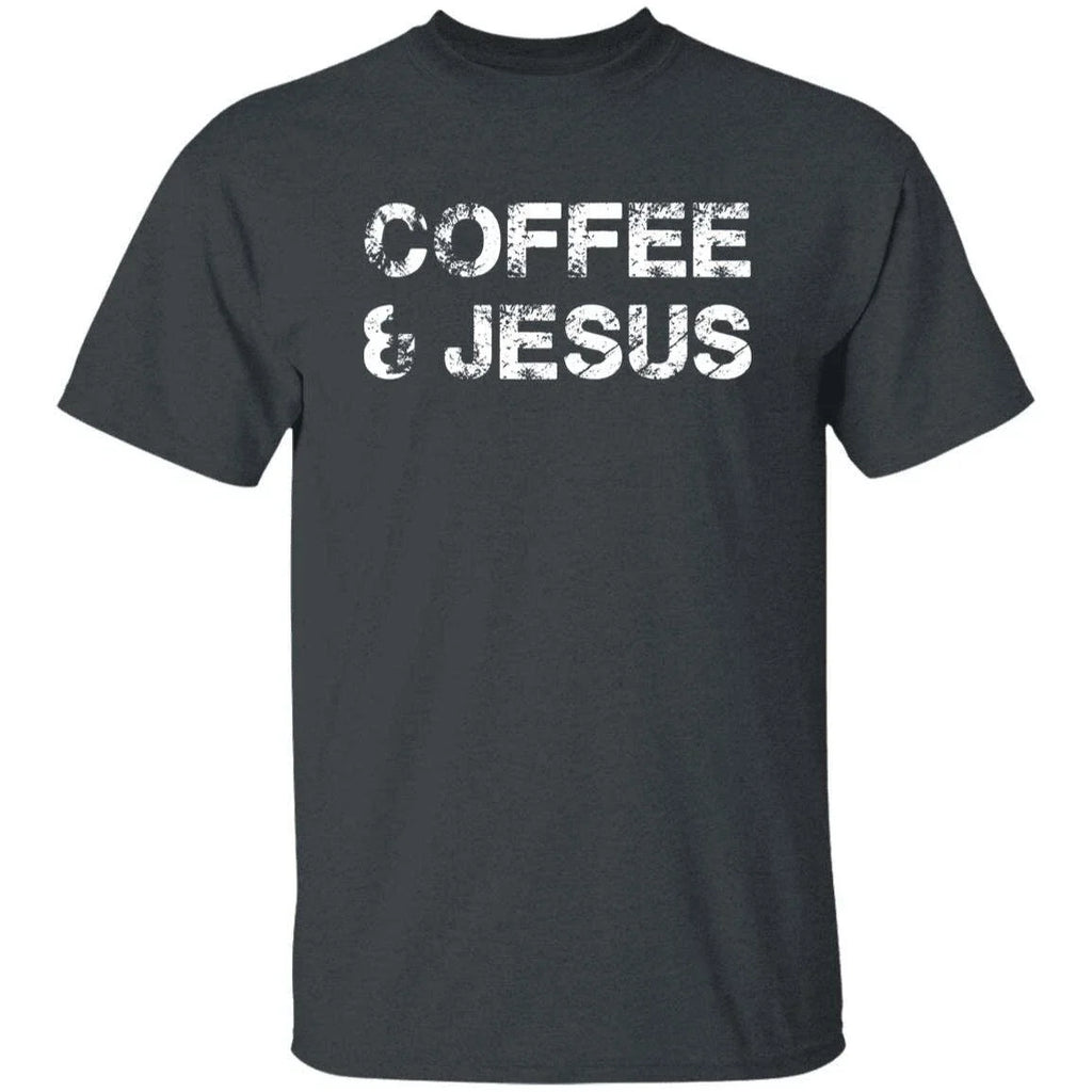 Coffee and Jesus Christion Faith black dark heather - Adult & Kids T-Shirts, Sweatshirts & Hoodies apparel design preview 1