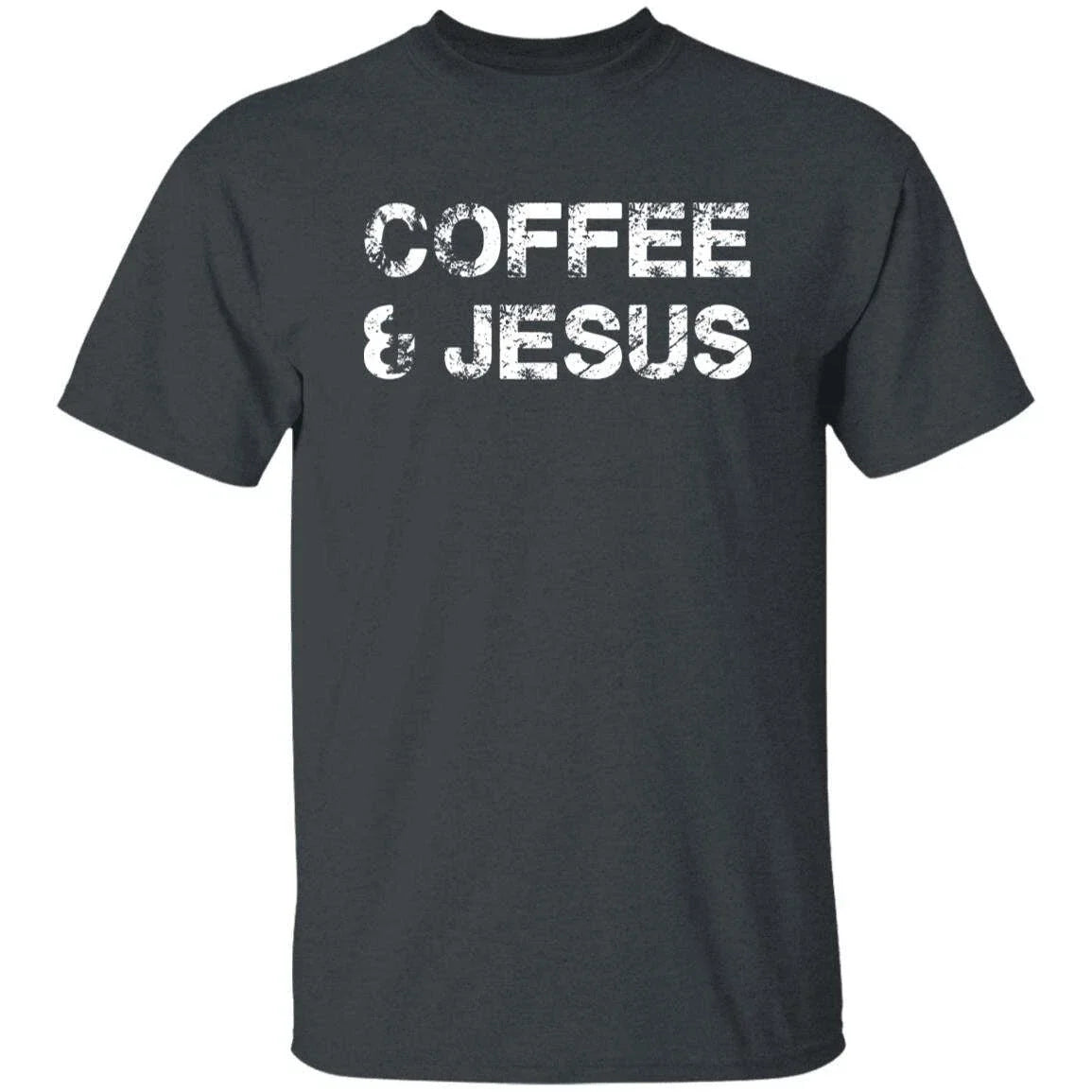 Coffee and Jesus Christion Faith black dark heather - Adult & Kids T-Shirts, Sweatshirts & Hoodies apparel design preview 1