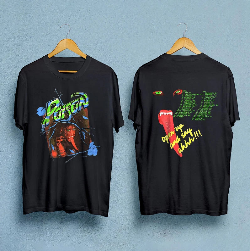 Vintage 80s POISON Open Up And Say Ahh Banned 1988 - Adult & Kids T-Shirts, Sweatshirts & Hoodies apparel design preview 1
