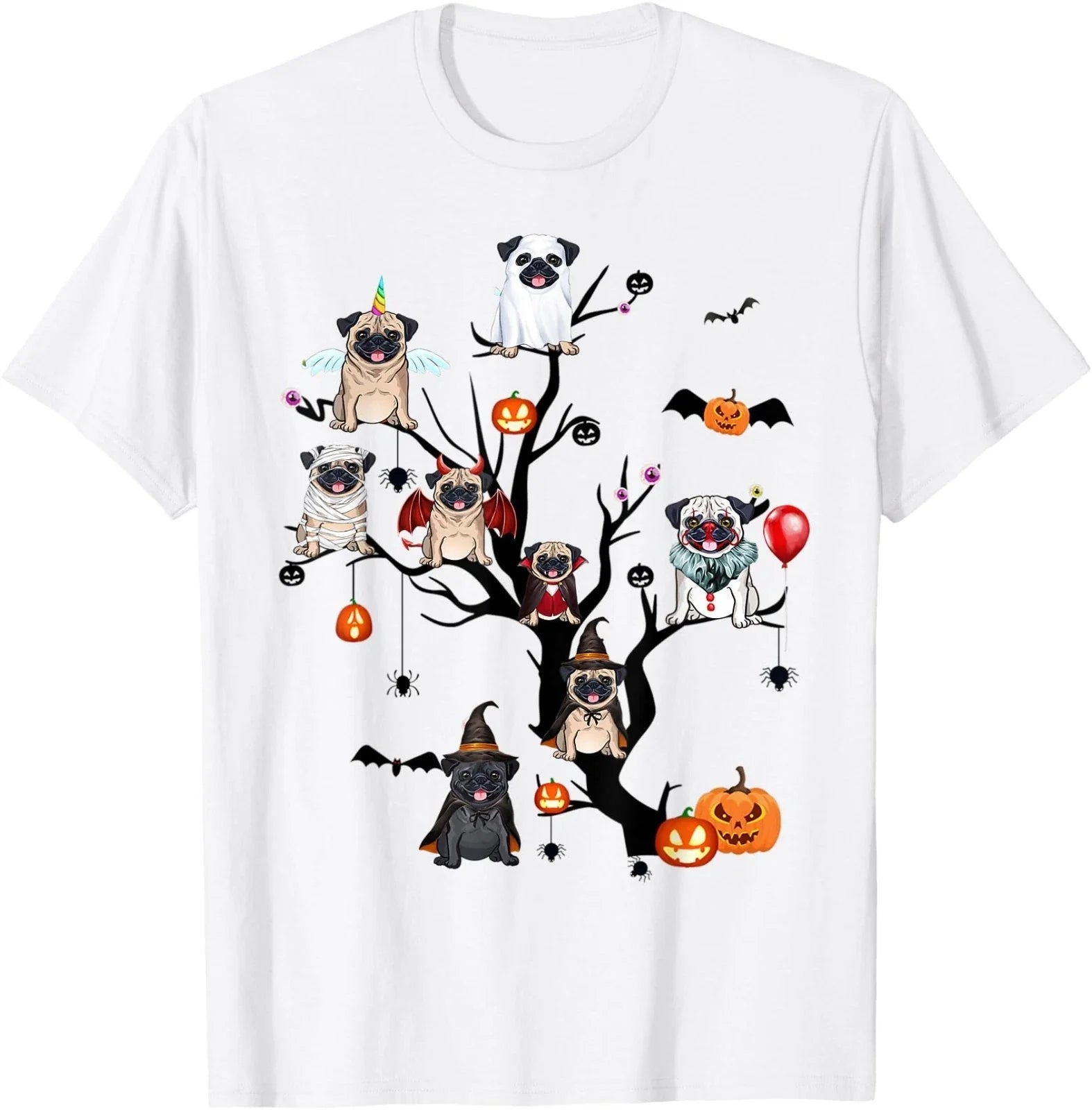 Funny Pug Dog Horror Movies Cute Halloween for Lovers - Adult & Kids T-Shirts, Sweatshirts & Hoodies apparel design preview 1