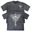 Three Skulls Wings Cross Mens Carbon Grey Heavyweight - Adult & Kids T-Shirts, Sweatshirts & Hoodies apparel design preview 1