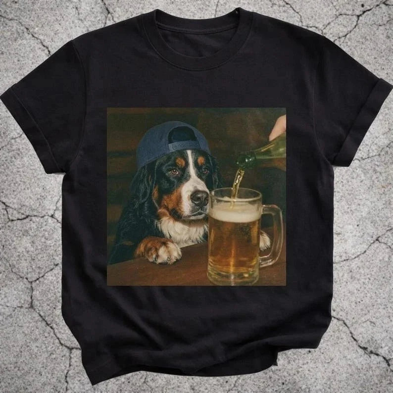 Bernese Mountain Dog Drinking Beer - Adult & Kids T-Shirts, Sweatshirts & Hoodies apparel design preview 1