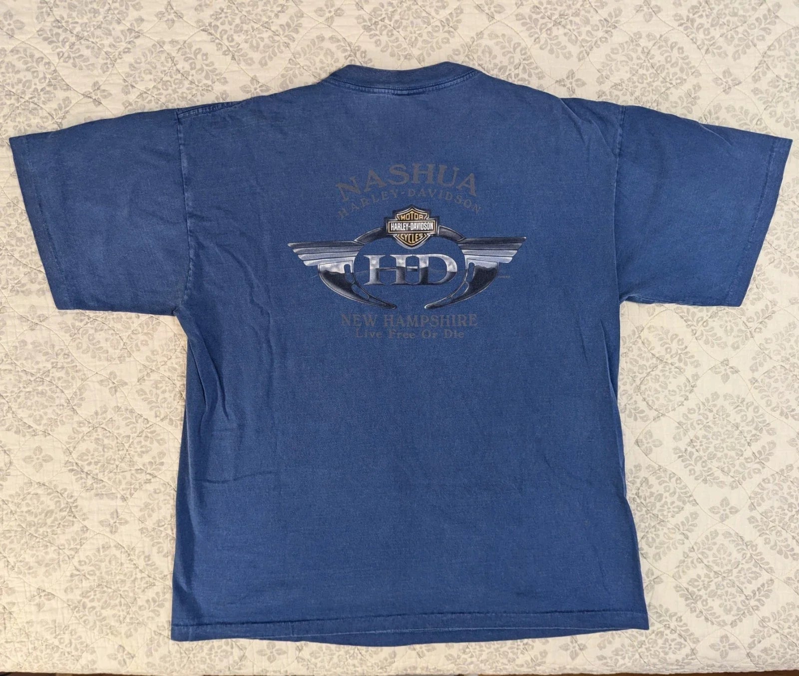 Y2K VTG Grunge USA Made Harley Davdison Mens Lrg Blue - Adult & Kids T-Shirts, Sweatshirts & Hoodies apparel design preview 1