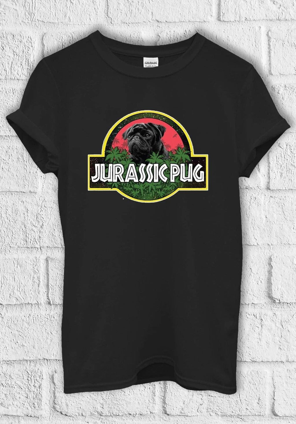 Jurassic Pug Funny Cool Retro Men Women Unisex 3404 - Adult & Kids T-Shirts, Sweatshirts & Hoodies apparel design preview 1