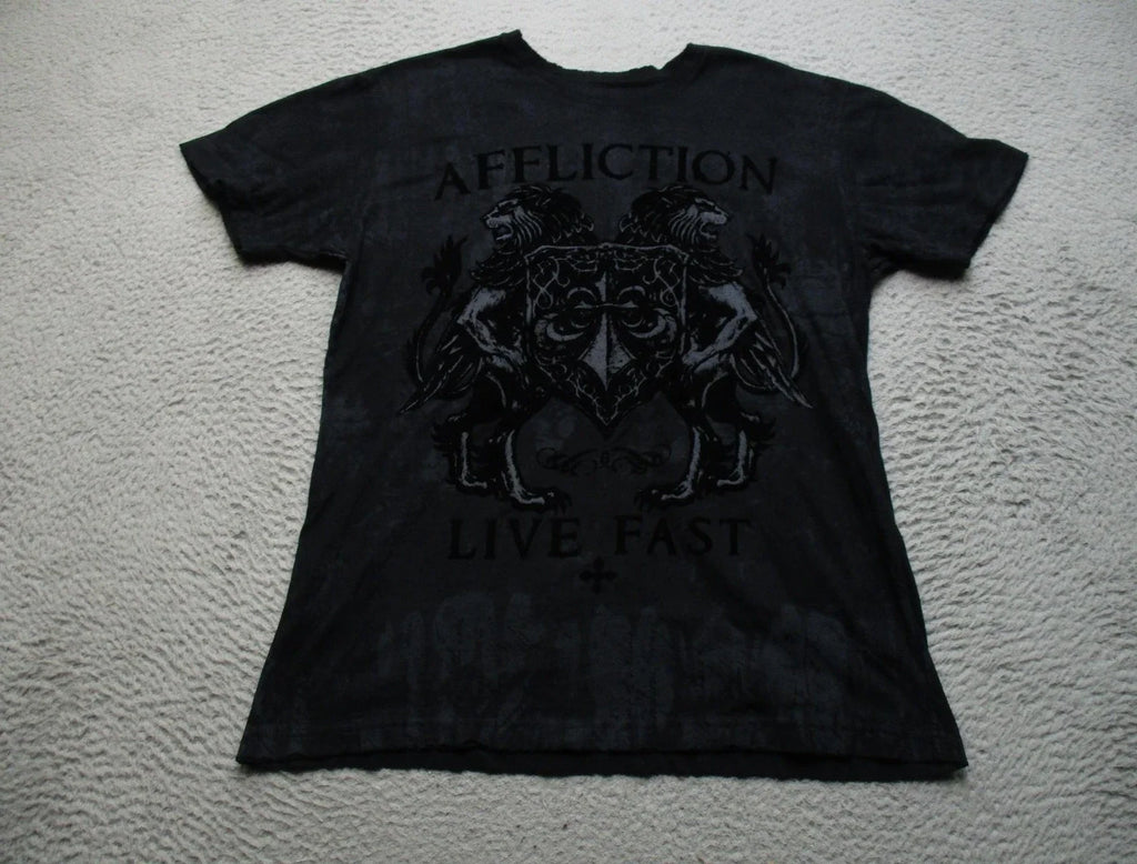 Affliction Mens Medium Black Live Fast Lions Cross - Adult & Kids T-Shirts, Sweatshirts & Hoodies apparel design preview 1