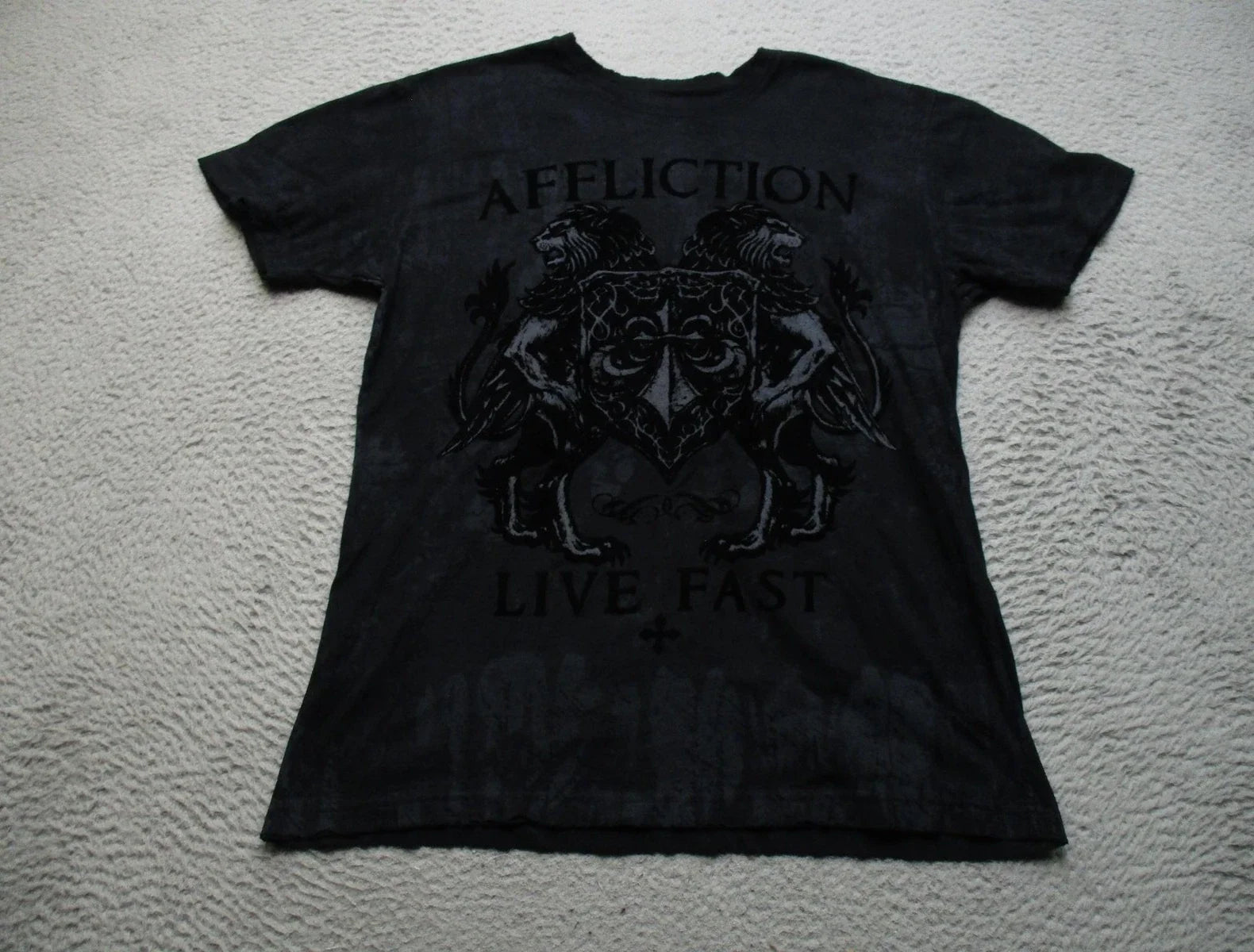Affliction Mens Medium Black Live Fast Lions Cross - Adult & Kids T-Shirts, Sweatshirts & Hoodies apparel design preview 1