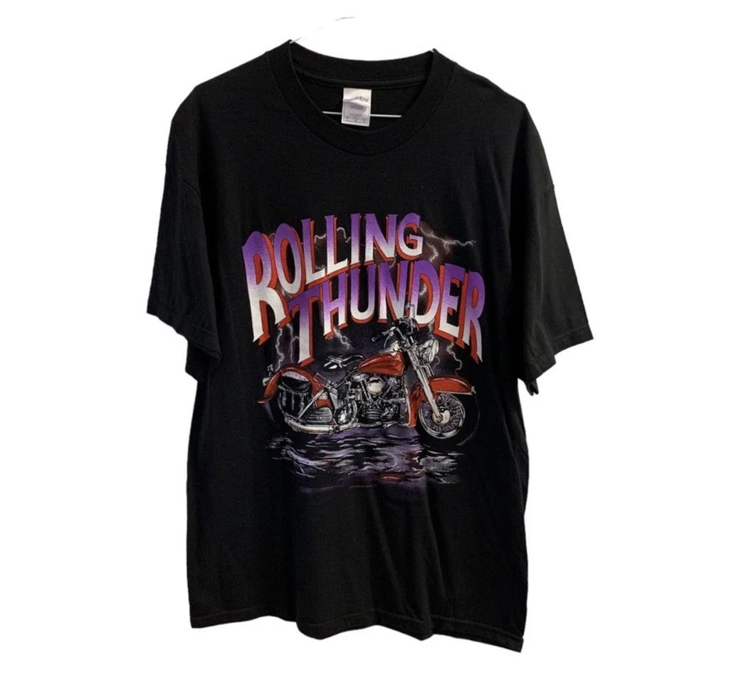 VTG Y2K Rolling Thunder Size Large Black Purple Edgy - Adult & Kids T-Shirts, Sweatshirts & Hoodies apparel design preview 1