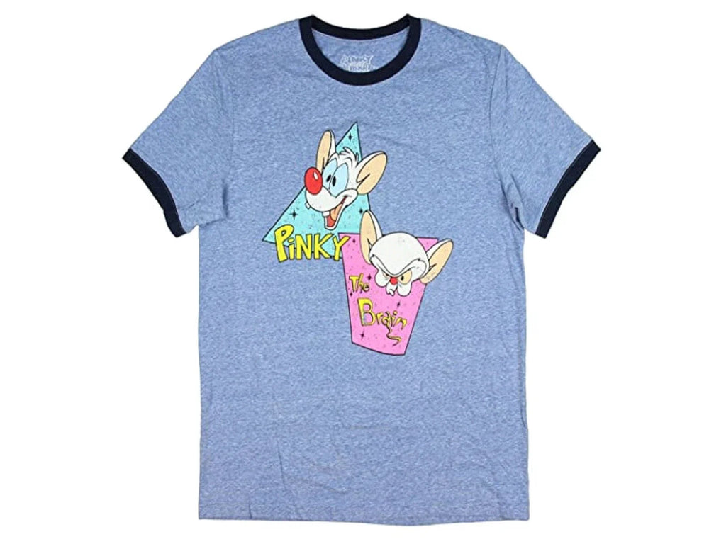Pinky And The Brain With Distressed Logo Ringer Men's - Adult & Kids T-Shirts, Sweatshirts & Hoodies apparel design preview 1