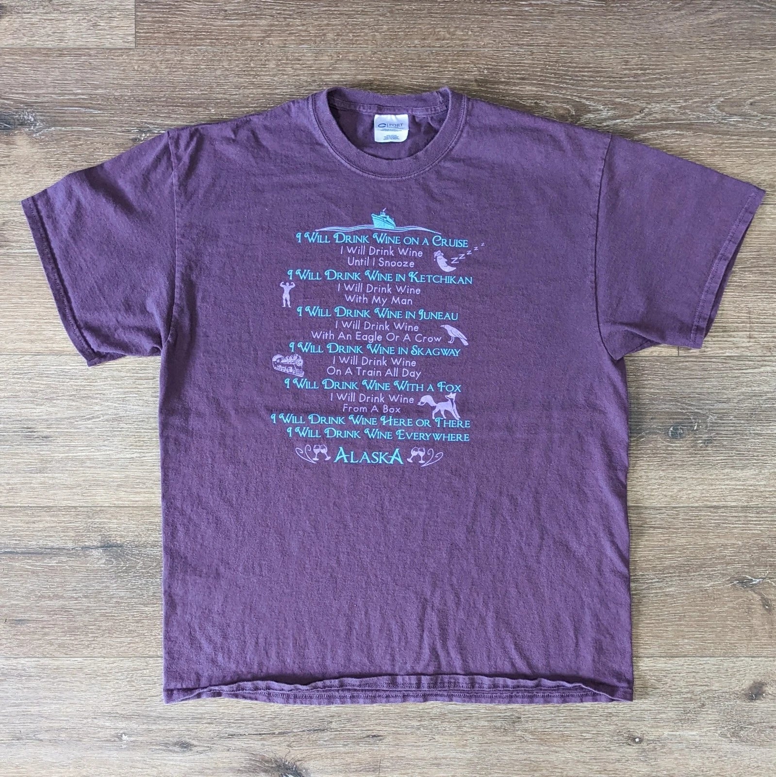 Vintage Wine Everywhere Alaska SIZE XL - Adult & Kids T-Shirts, Sweatshirts & Hoodies apparel design preview 1