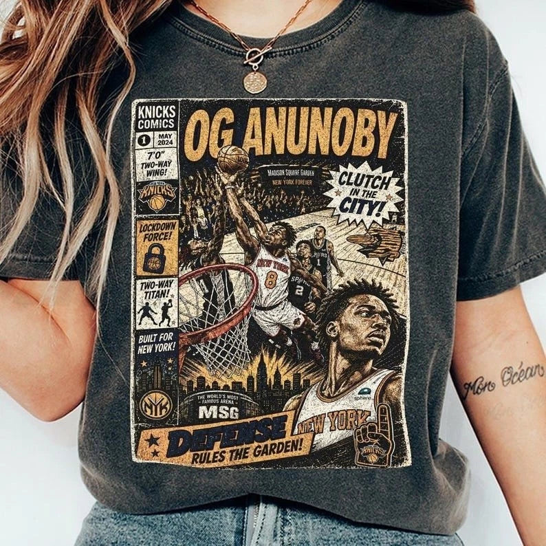 OG Anunoby Retro Comic Basketball Style - Adult & Kids T-Shirts, Sweatshirts & Hoodies apparel design preview 1
