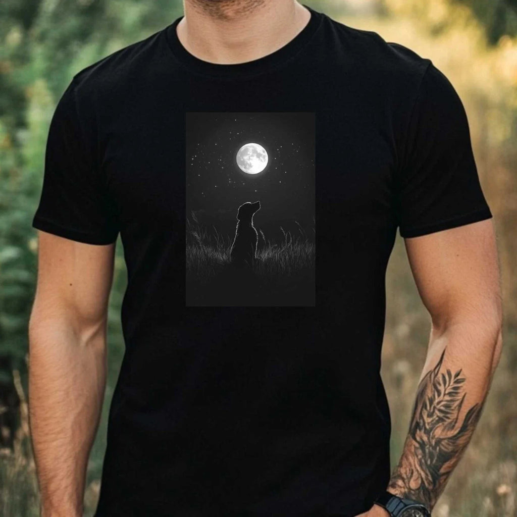 Men's Dog in the Moonlight Motif Cotton Size XS to - Adult & Kids T-Shirts, Sweatshirts & Hoodies apparel design preview 1