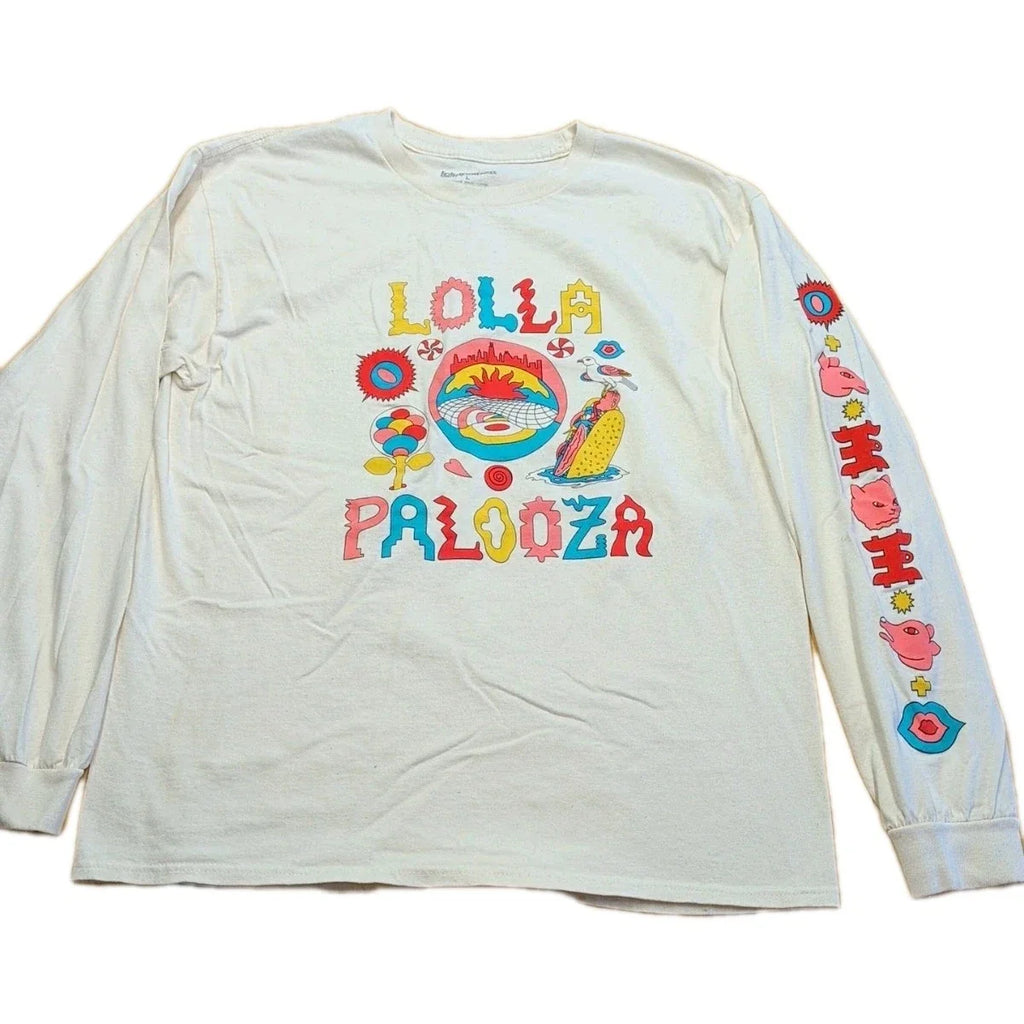 Lollapalooza Graphic Print White Cotton L Chicago - Adult & Kids T-Shirts, Sweatshirts & Hoodies apparel design preview 1