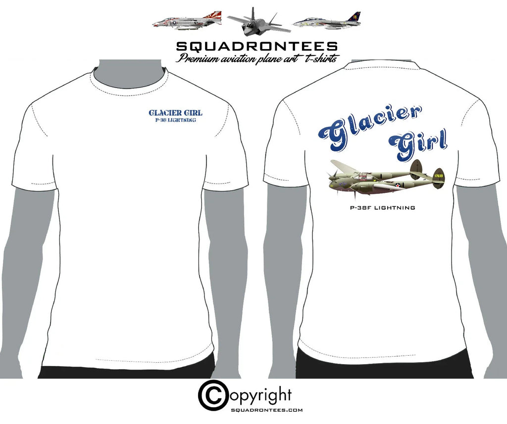 P-38 Glacier Girl Premium Plane Art - Adult & Kids T-Shirts, Sweatshirts & Hoodies apparel design preview 1