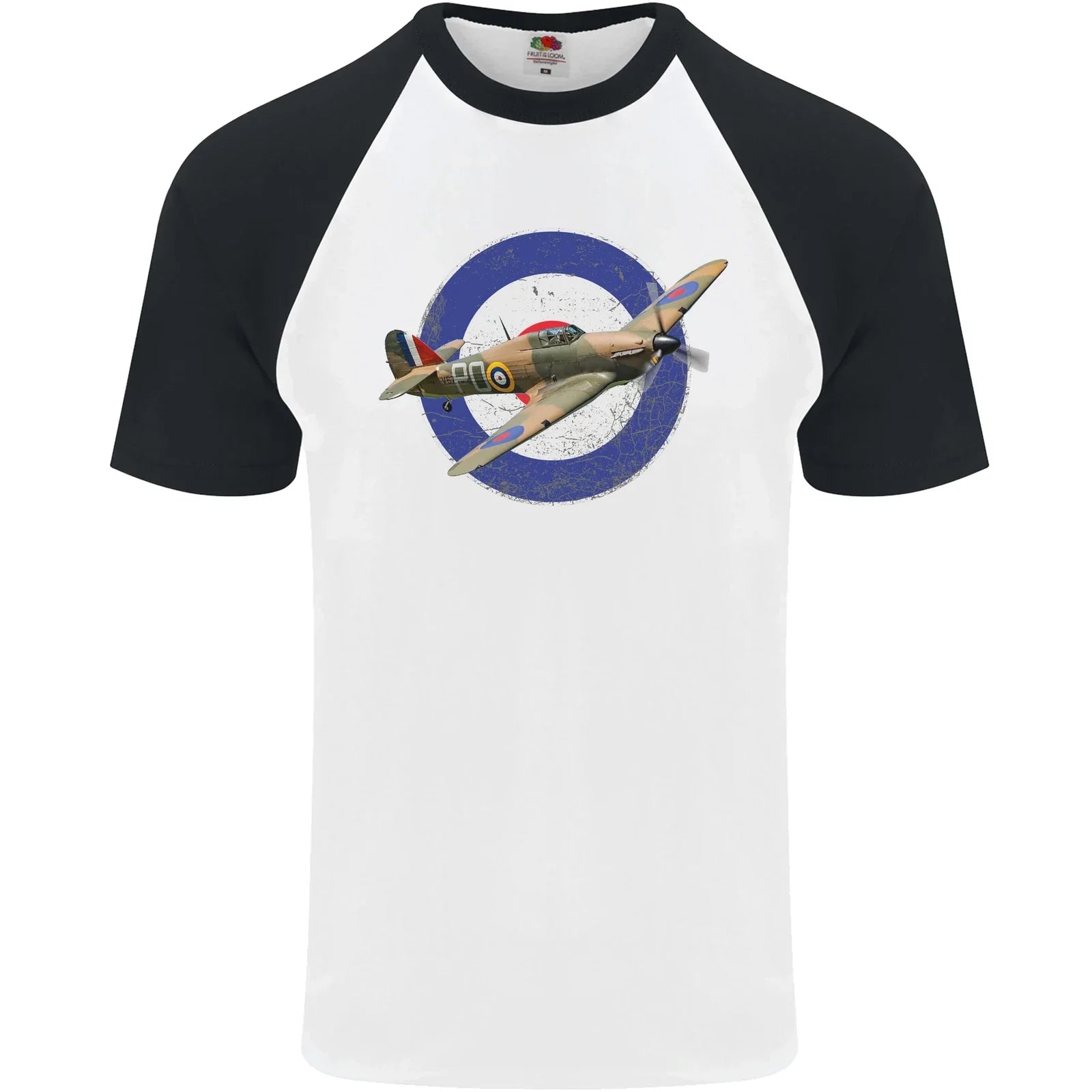 Hawker Hurricane With RAF Ensign Mens S/S Baseball - Adult & Kids T-Shirts, Sweatshirts & Hoodies apparel design preview 1