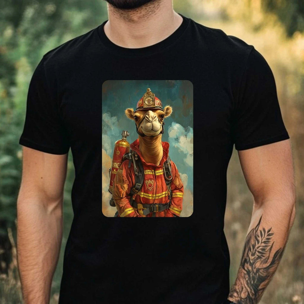 Mens Camel as Firefighter Motif Cotton Size XS to 5XL - Adult & Kids T-Shirts, Sweatshirts & Hoodies apparel design preview 1