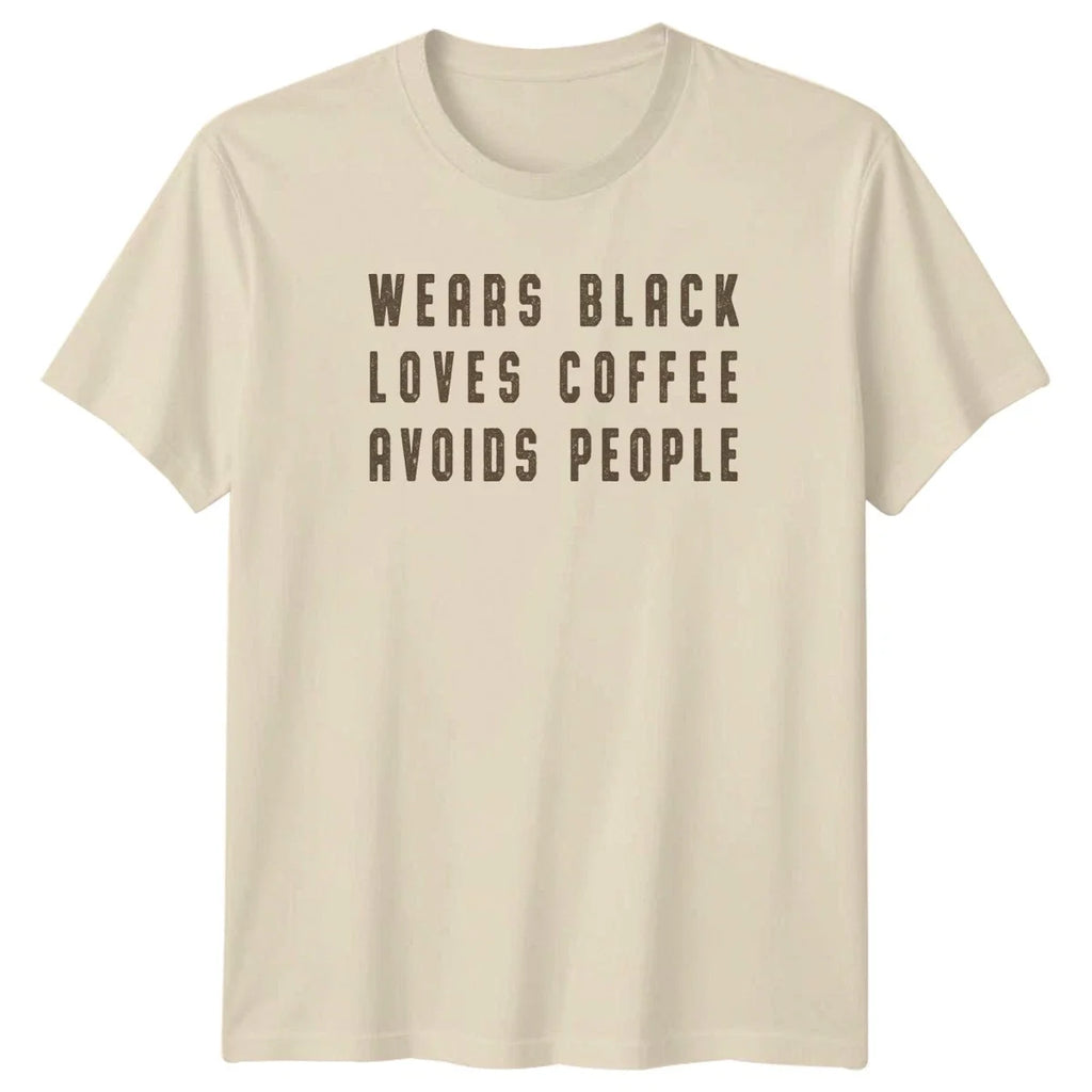 Wears Black Loves Coffee Avoids Introvert Humor - Adult & Kids T-Shirts, Sweatshirts & Hoodies apparel design preview 1