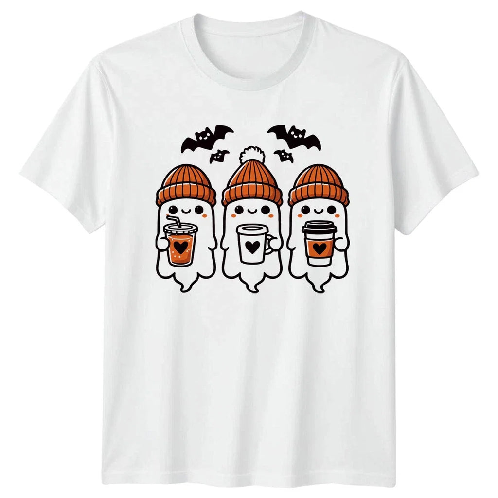 Cute Ghost Halloween Fall Coffee Lovers Gift For Him - Adult & Kids T-Shirts, Sweatshirts & Hoodies apparel design preview 1