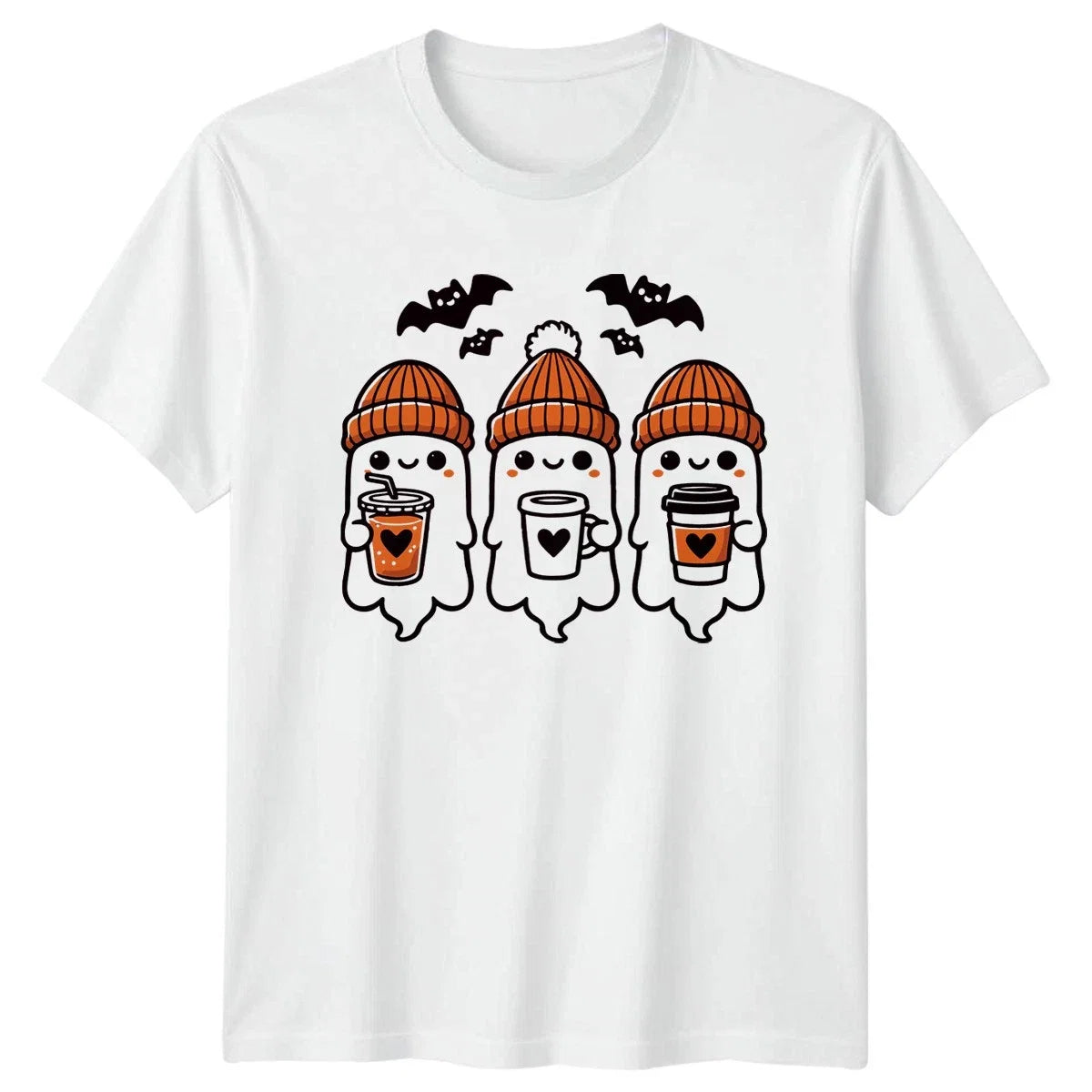 Cute Ghost Halloween Fall Coffee Lovers Gift For Him - Adult & Kids T-Shirts, Sweatshirts & Hoodies apparel design preview 1