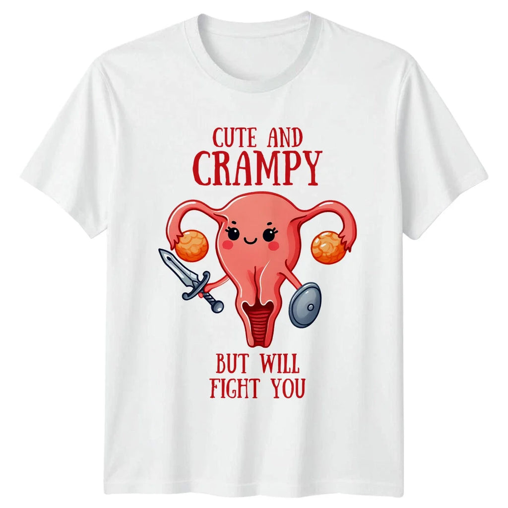 Cute And Crampy But Will Fight You Uterus Funny - Adult & Kids T-Shirts, Sweatshirts & Hoodies apparel design preview 1