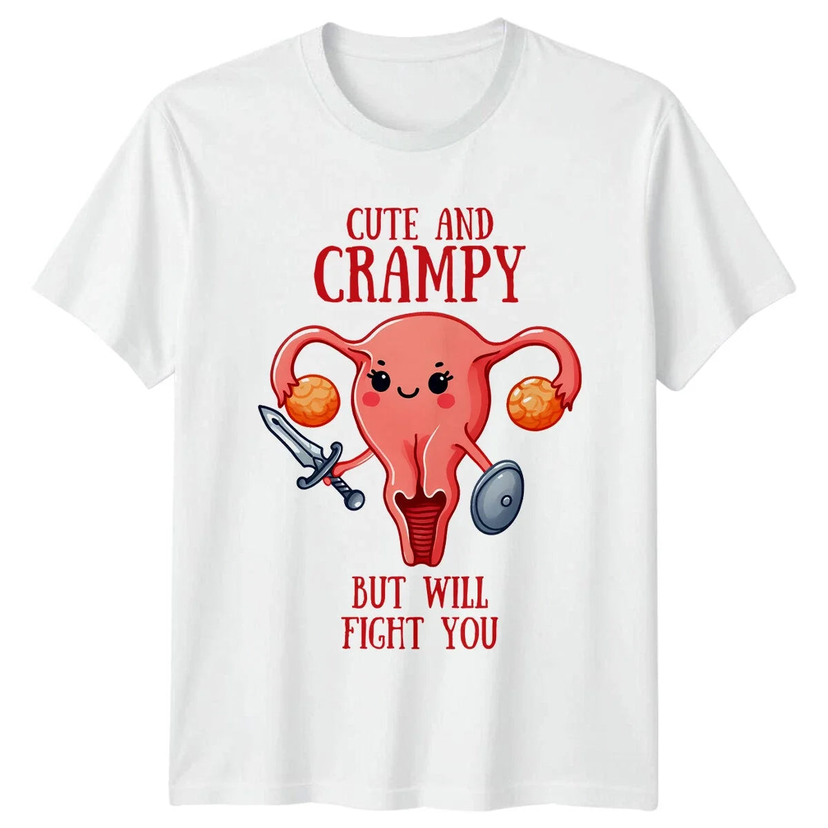 Cute And Crampy But Will Fight You Uterus Funny - Adult & Kids T-Shirts, Sweatshirts & Hoodies apparel design preview 1