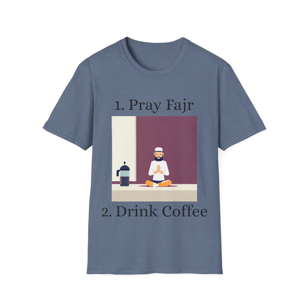 Pray Fajr, Drink Coffee Unisex Softstyle Muslim - Adult & Kids T-Shirts, Sweatshirts & Hoodies apparel design preview 1