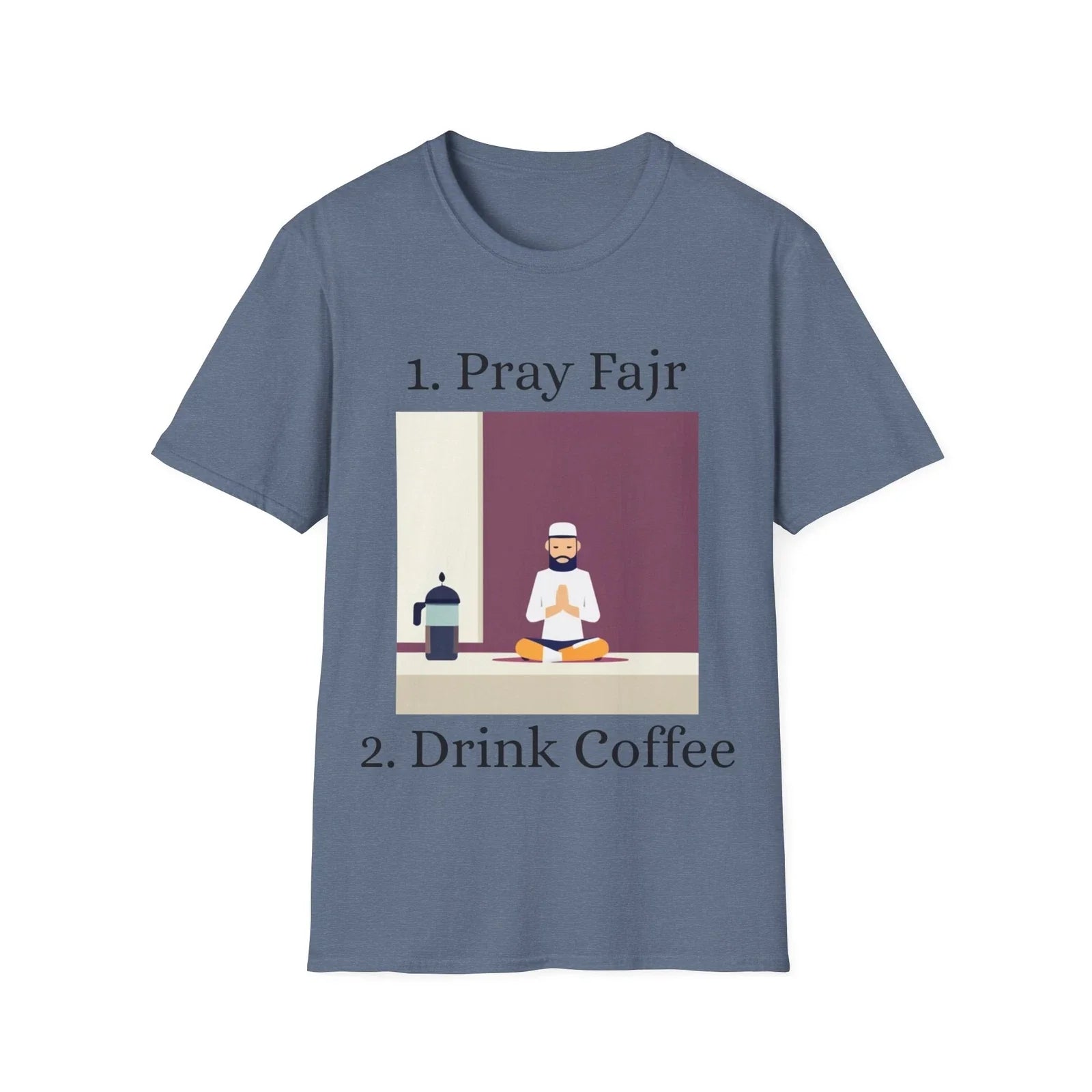 Pray Fajr, Drink Coffee Unisex Softstyle Muslim - Adult & Kids T-Shirts, Sweatshirts & Hoodies apparel design preview 1