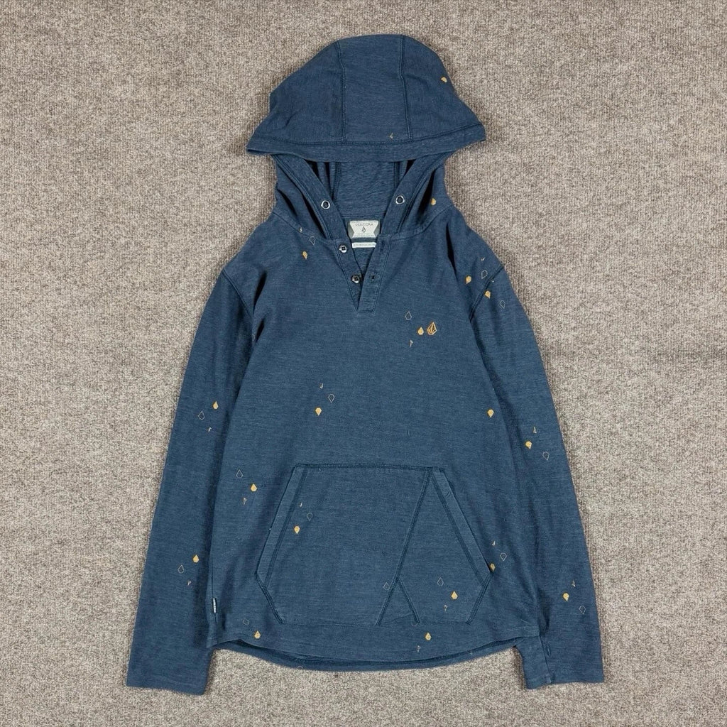 Y2K Volcom Blue Hooded Men's Medium Stone Pattern - Adult & Kids T-Shirts, Sweatshirts & Hoodies apparel design preview 1
