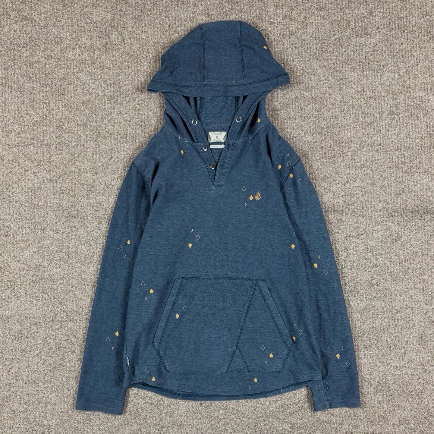 Y2K Volcom Blue Hooded Men's Medium Stone Pattern - Adult & Kids T-Shirts, Sweatshirts & Hoodies apparel design preview 1