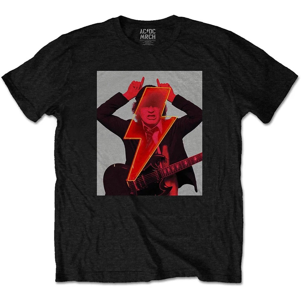 AC/DC Angus Finger Horns Power Up Official Mens - Adult & Kids T-Shirts, Sweatshirts & Hoodies apparel design preview 1