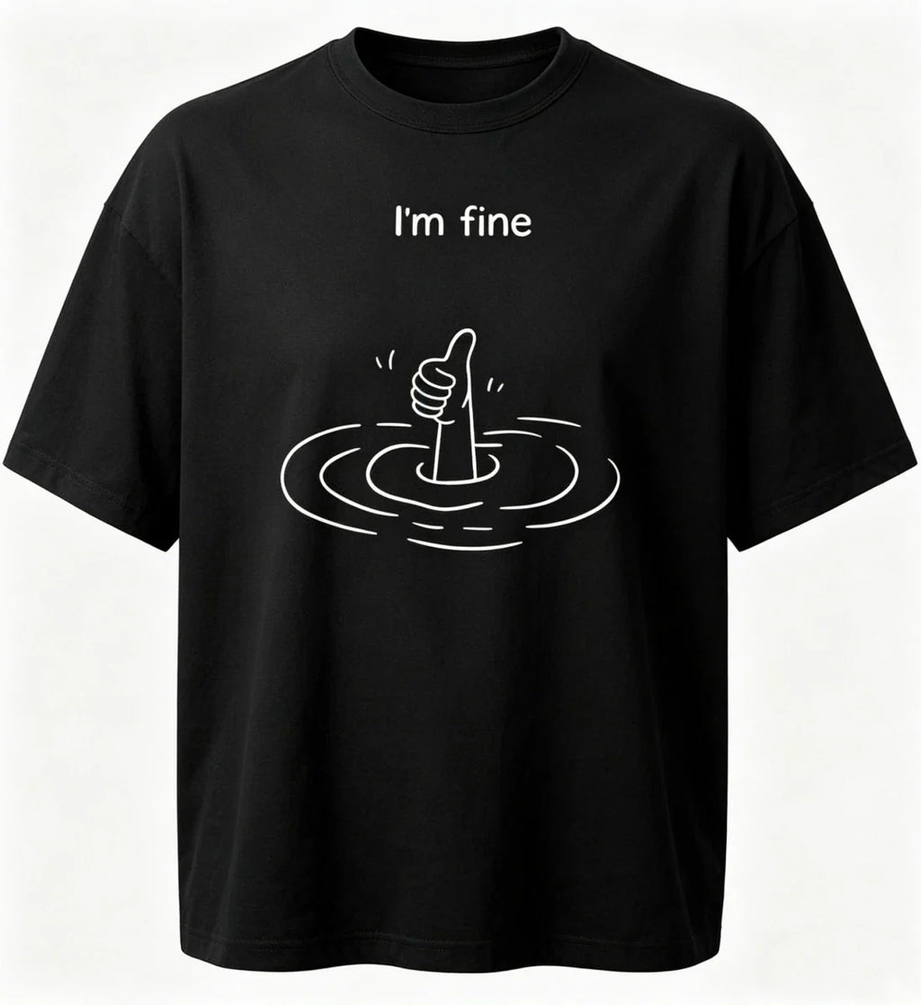 Minimalist Graphic Dark I'm Fine Funny Sarcastic - Adult & Kids T-Shirts, Sweatshirts & Hoodies apparel design preview 1
