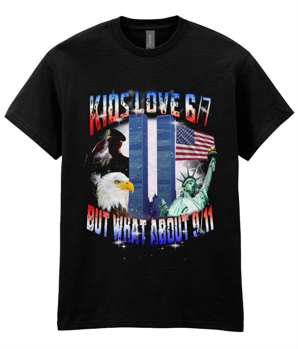 Kids love 67 What about 9/11 Twin Towers Meme Viral - Adult & Kids T-Shirts, Sweatshirts & Hoodies apparel design preview 1